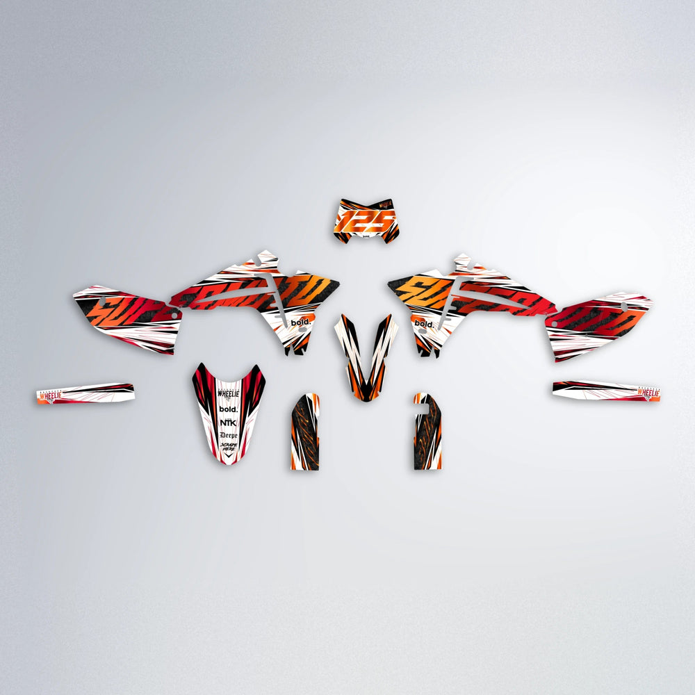 BENJIS Fantic graphics kit parts layout in Red & Orange