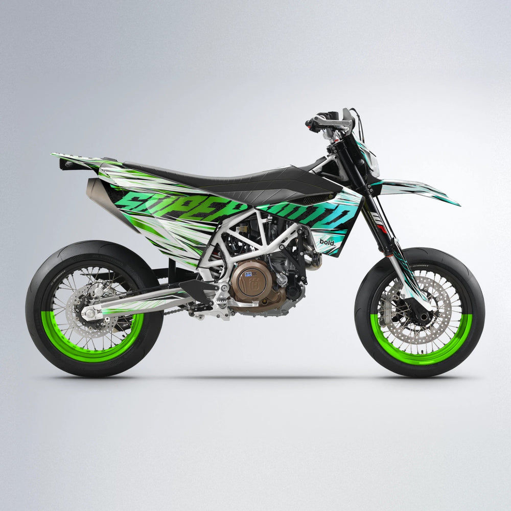 BENJIS Husqvarna 701 supermoto graphics kit in Cyan & Green