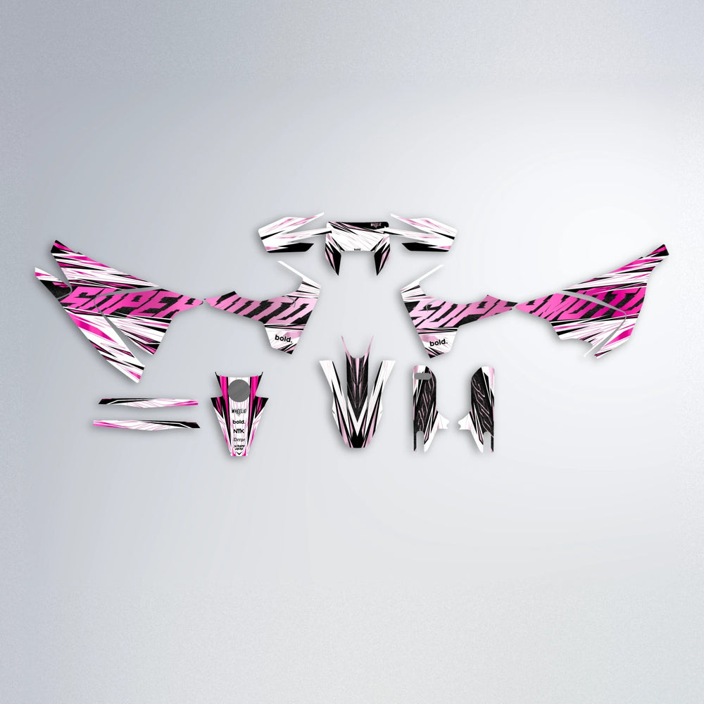 BENJIS Husqvarna 701 graphics kit parts layout in Flamingo