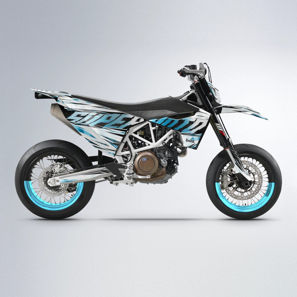 BENJIS Husqvarna 701 supermoto graphics kit in Light Blue & White