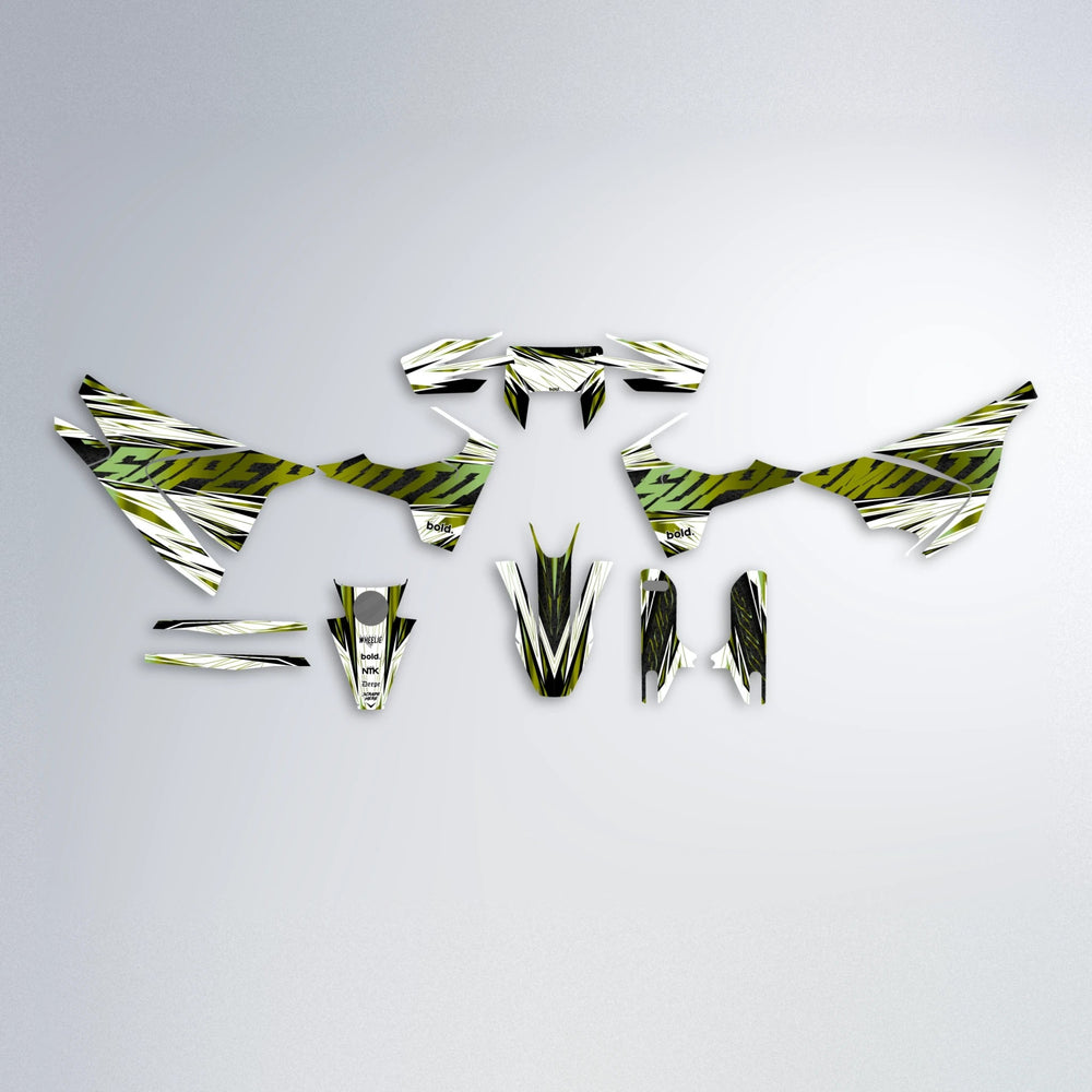 BENJIS Husqvarna 701 graphics kit parts layout in Olive