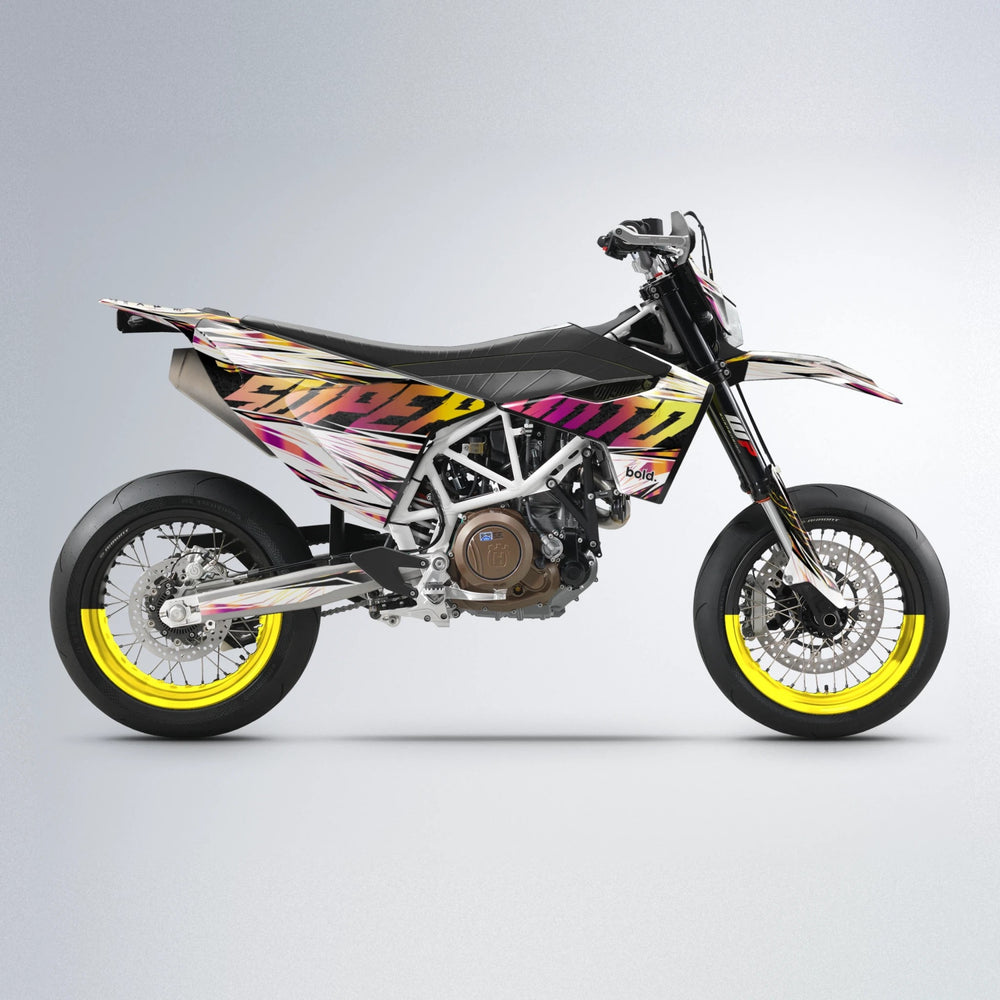 BENJIS Husqvarna 701 supermoto graphics kit in Pink & Yellow
