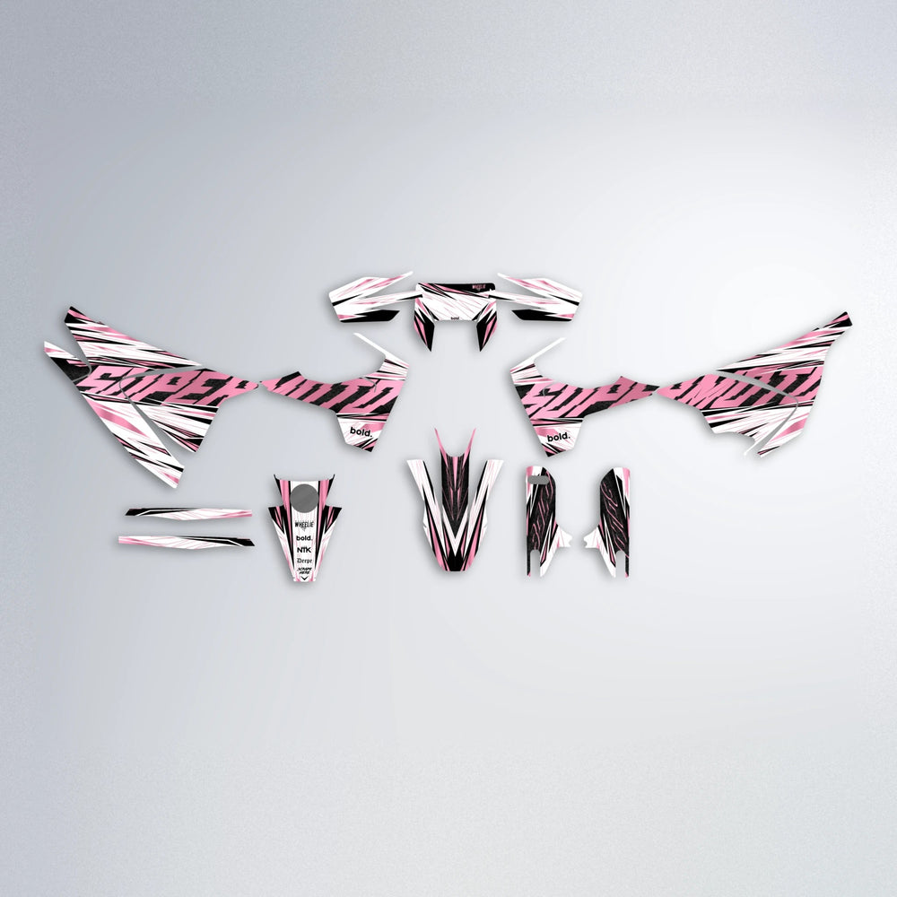 BENJIS Husqvarna 701 graphics kit parts layout in Sakura Pink