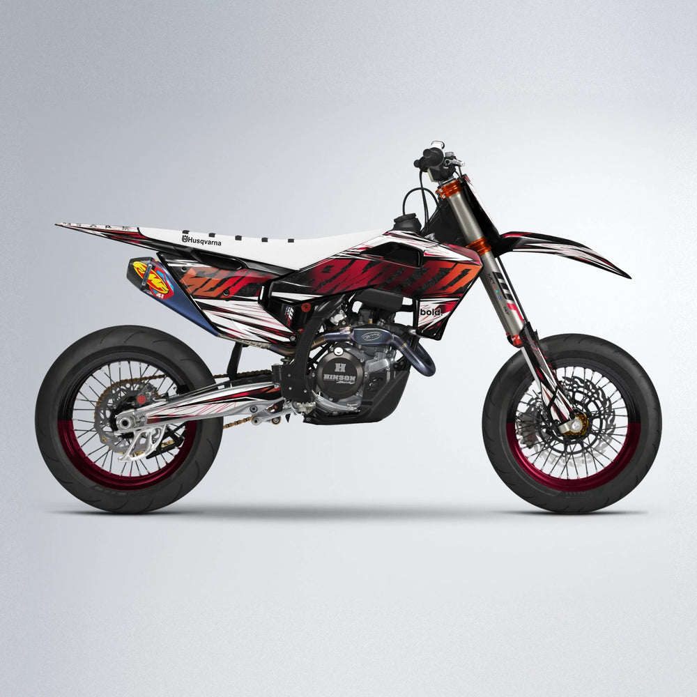BENJIS Husqvarna FE/TE supermoto graphics kit in Black & Red