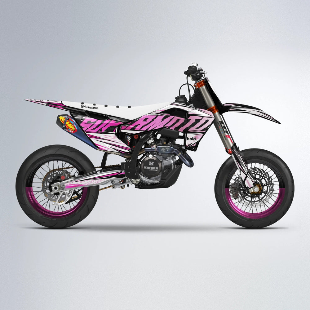 BENJIS Husqvarna FE/TE supermoto graphics kit in Flamingo