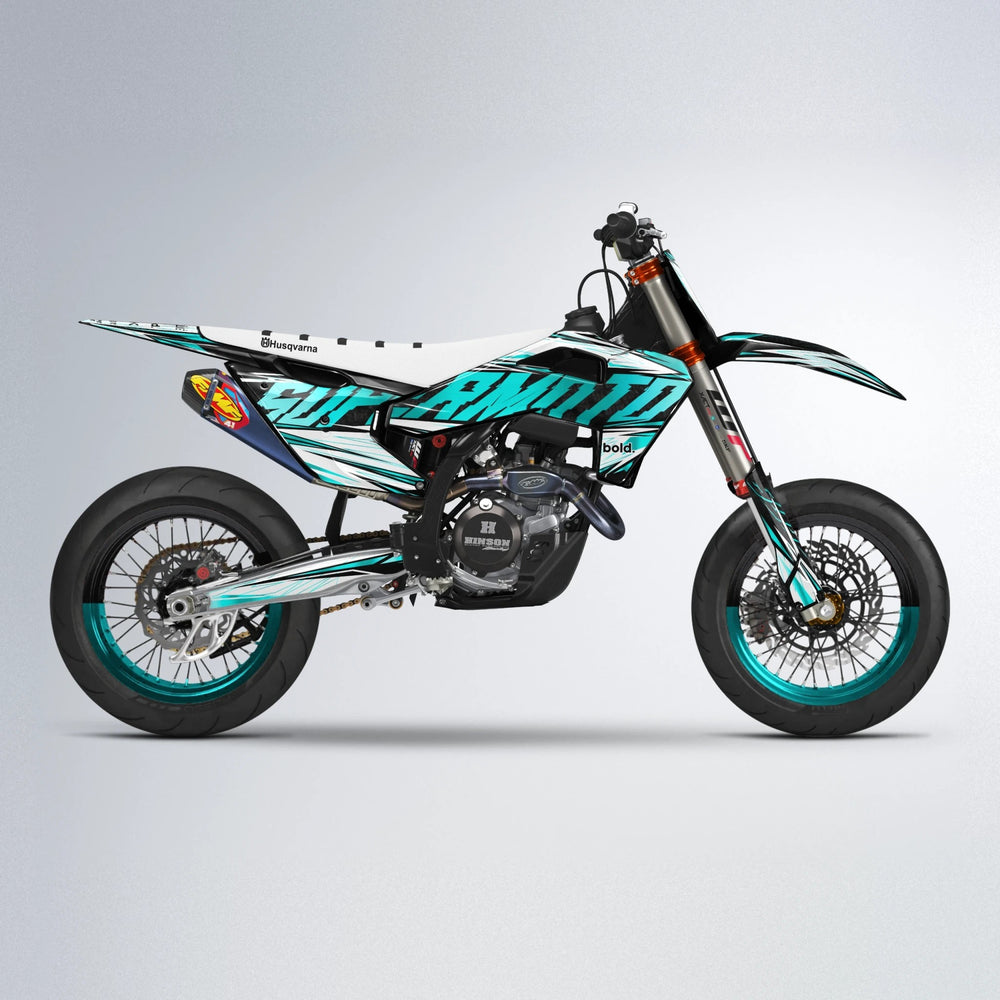 BENJIS Husqvarna FE/TE supermoto graphics kit in Teal