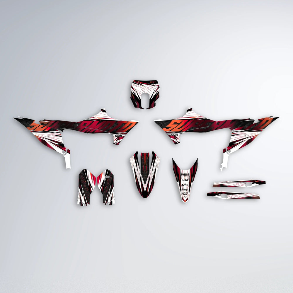 BENJIS Stark Varg SM graphics kit parts layout in Black & Red