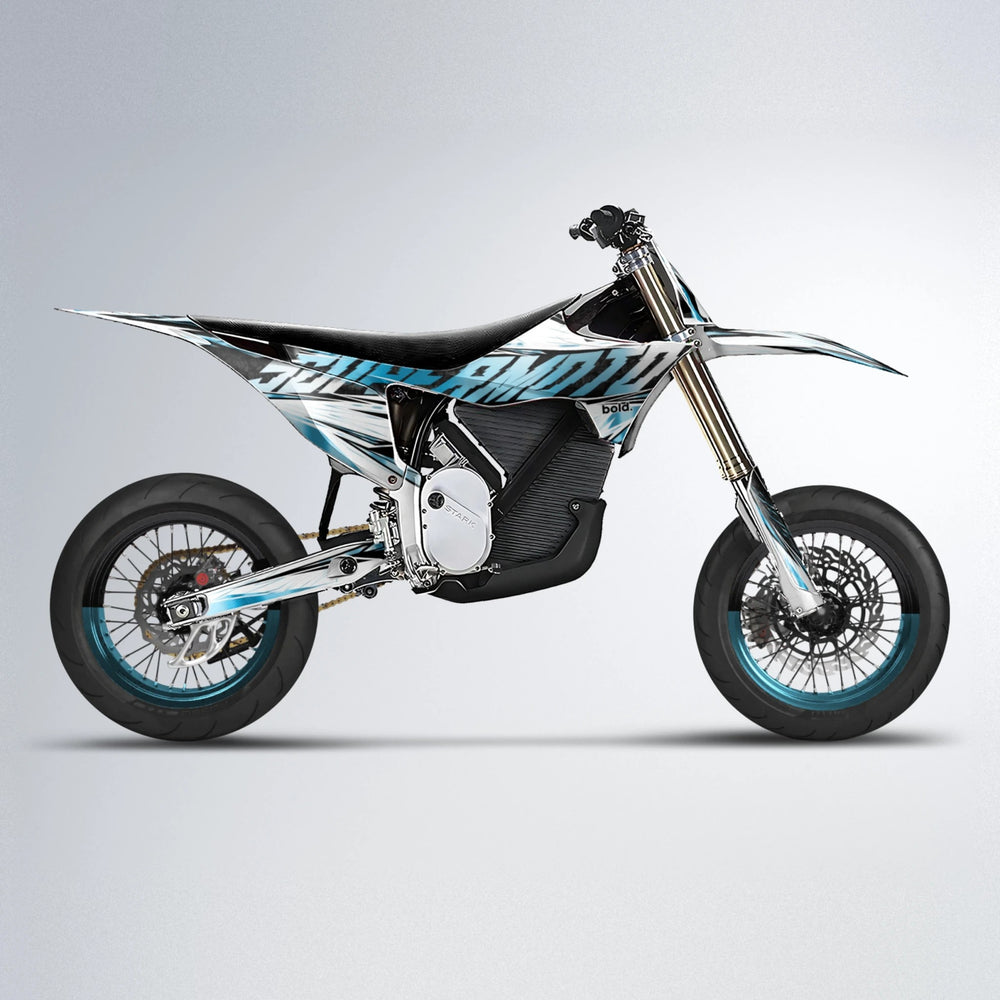 BENJIS Stark Varg SM supermoto graphics kit in Light Blue & White