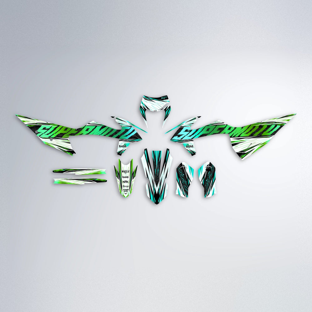 BENJIS graphics kit parts layout in Cyan & Green