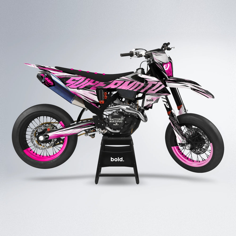 BENJIS supermoto graphics kit in Flamingo