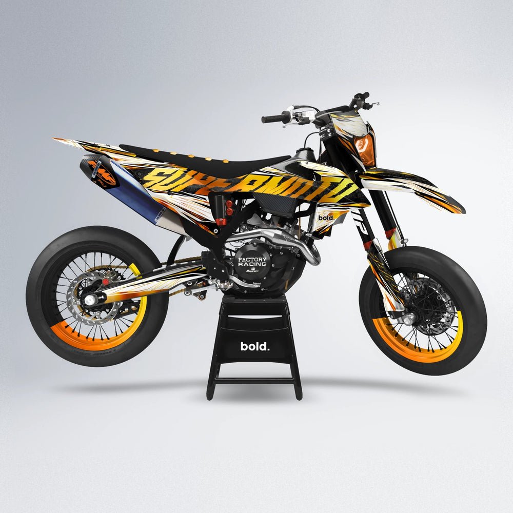 BENJIS supermoto graphics kit in Orange & Yellow