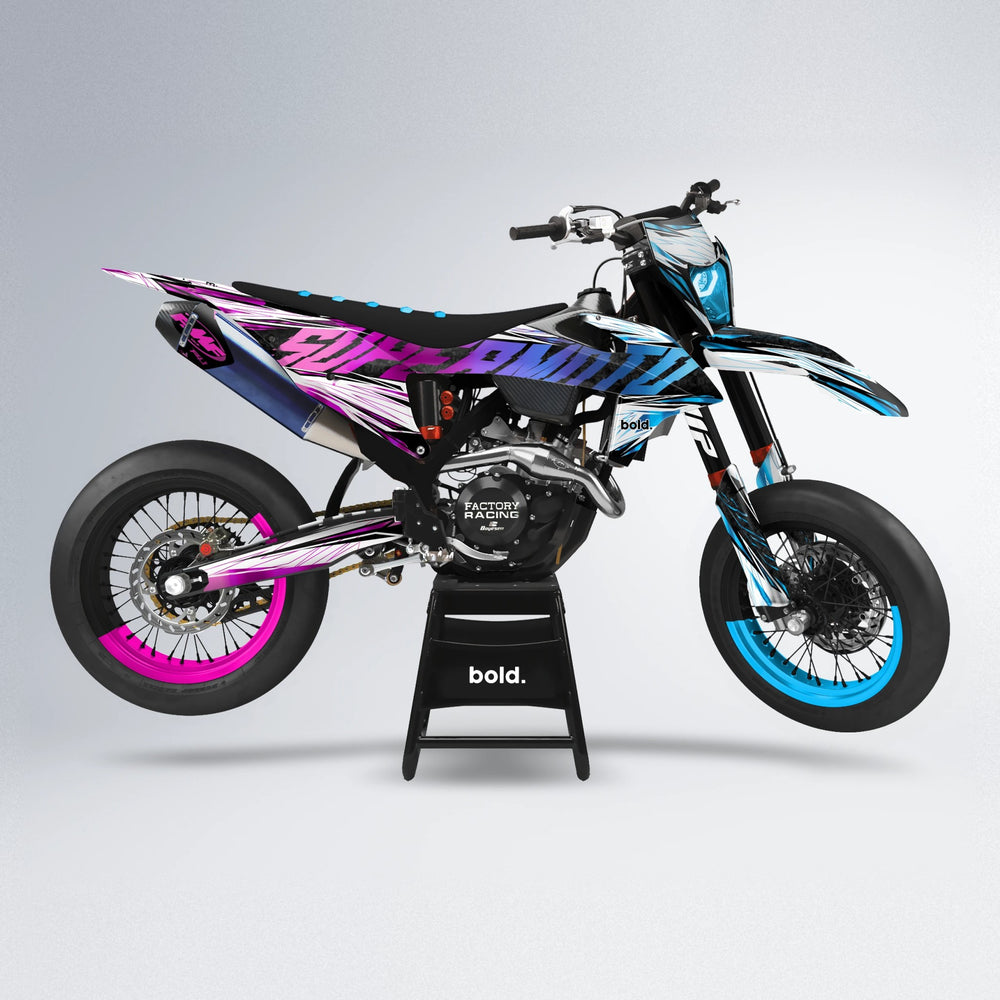 BENJIS supermoto graphics kit in Pink & Light Blue