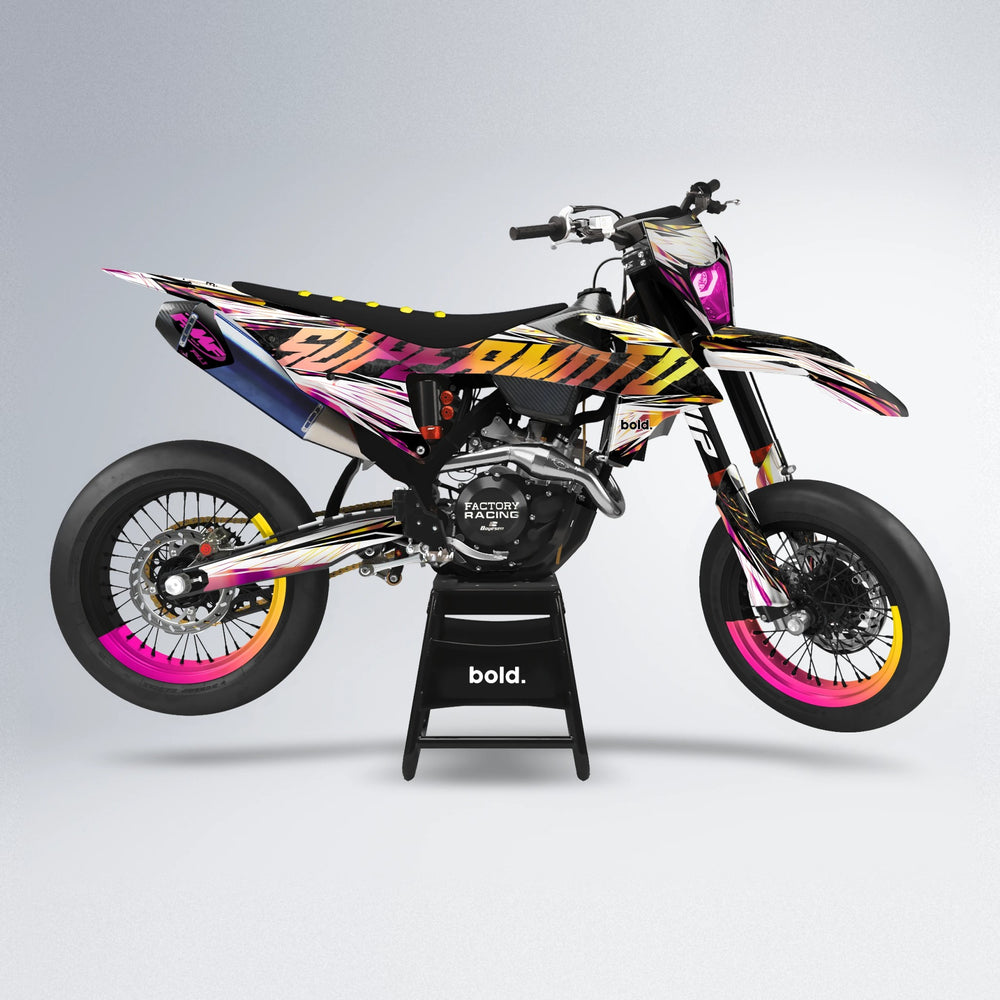 BENJIS supermoto graphics kit in Pink & Yellow