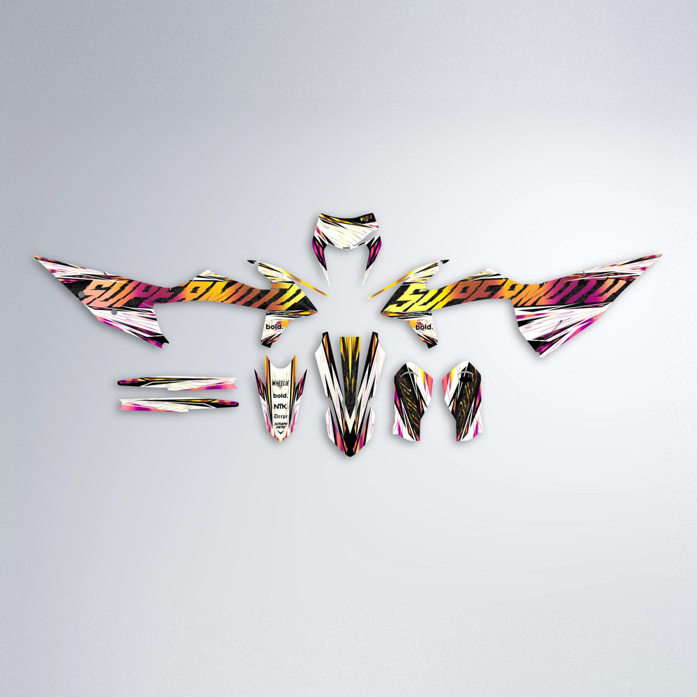 BENJIS graphics kit parts layout in Pink & Yellow