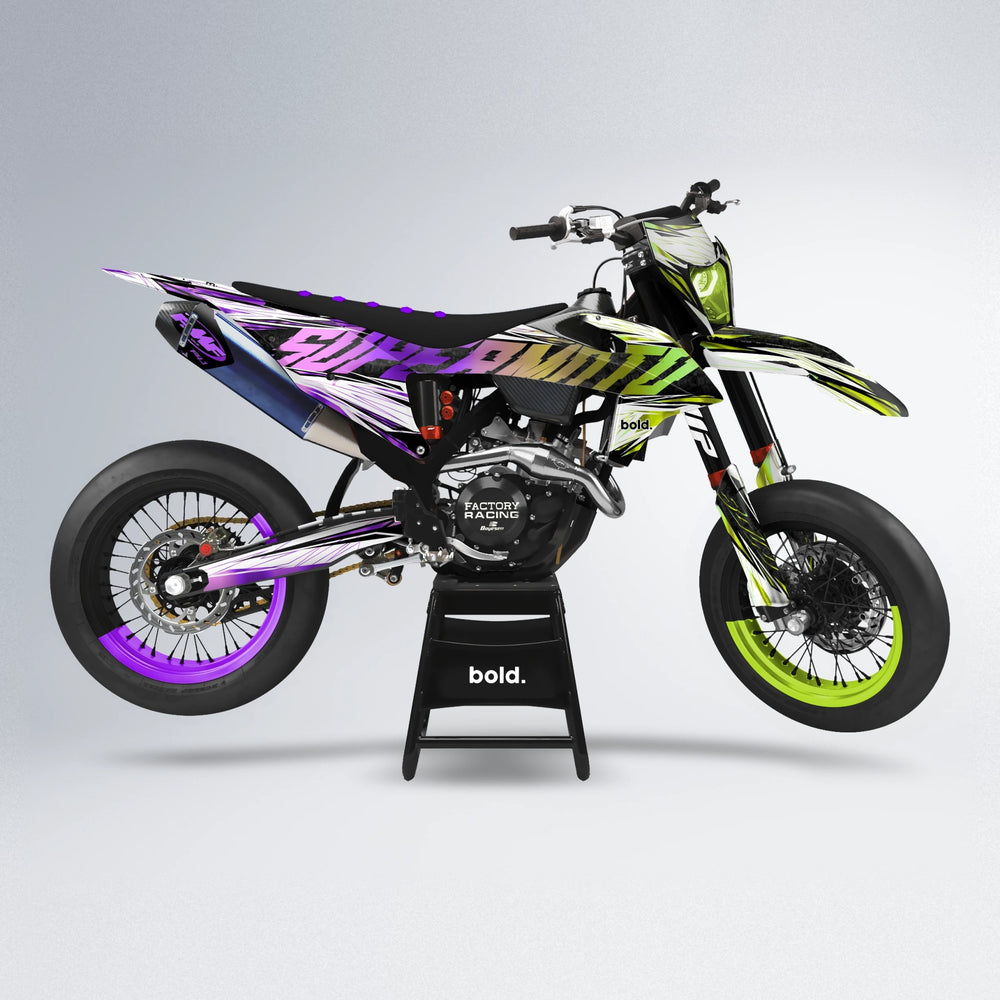 BENJIS supermoto graphics kit in Purple & Yellow