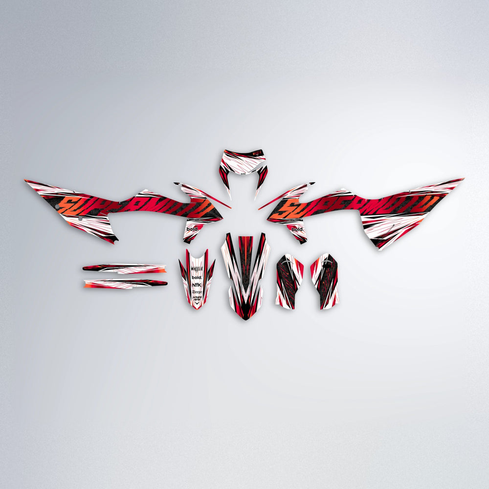 BENJIS graphics kit parts layout in Red