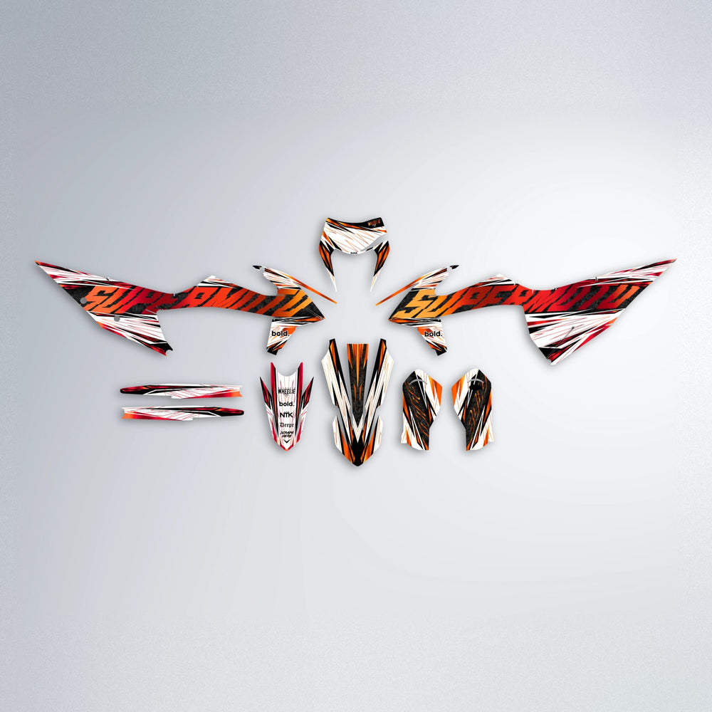 BENJIS graphics kit parts layout in Red & Orange