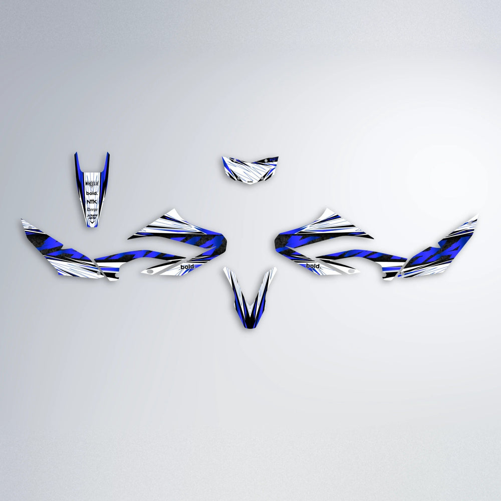 BENJIS Yamaha WR 125X graphics kit parts layout in Blue