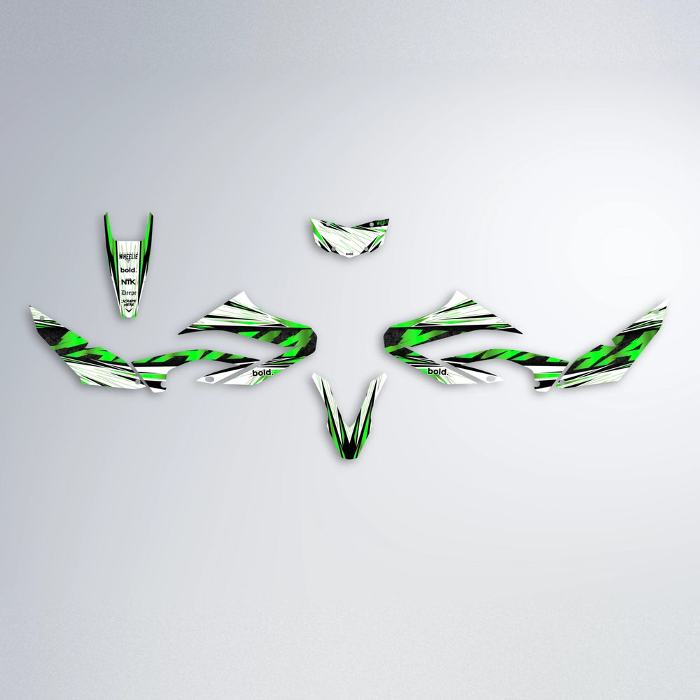 BENJIS Yamaha WR 125X graphics kit parts layout in Green
