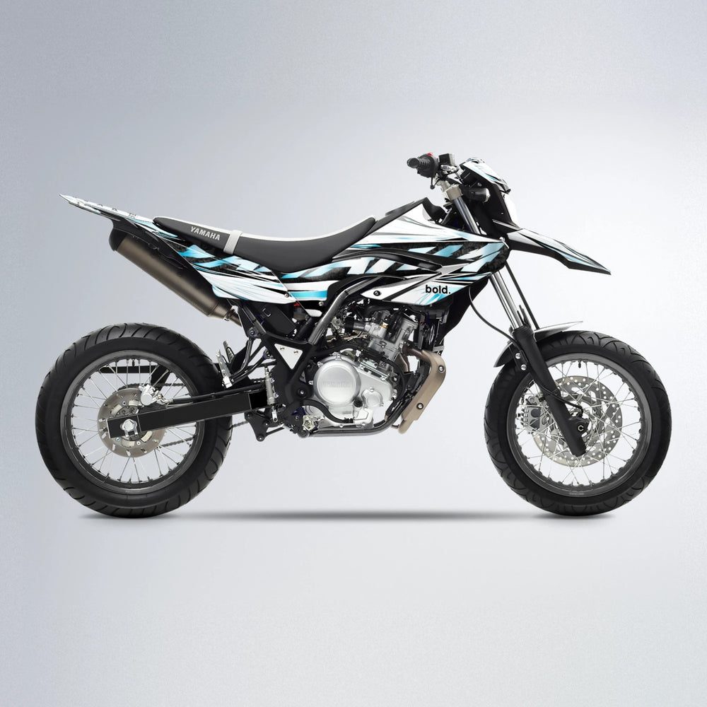 BENJIS Yamaha WR 125X supermoto graphics kit in Light Blue & White
