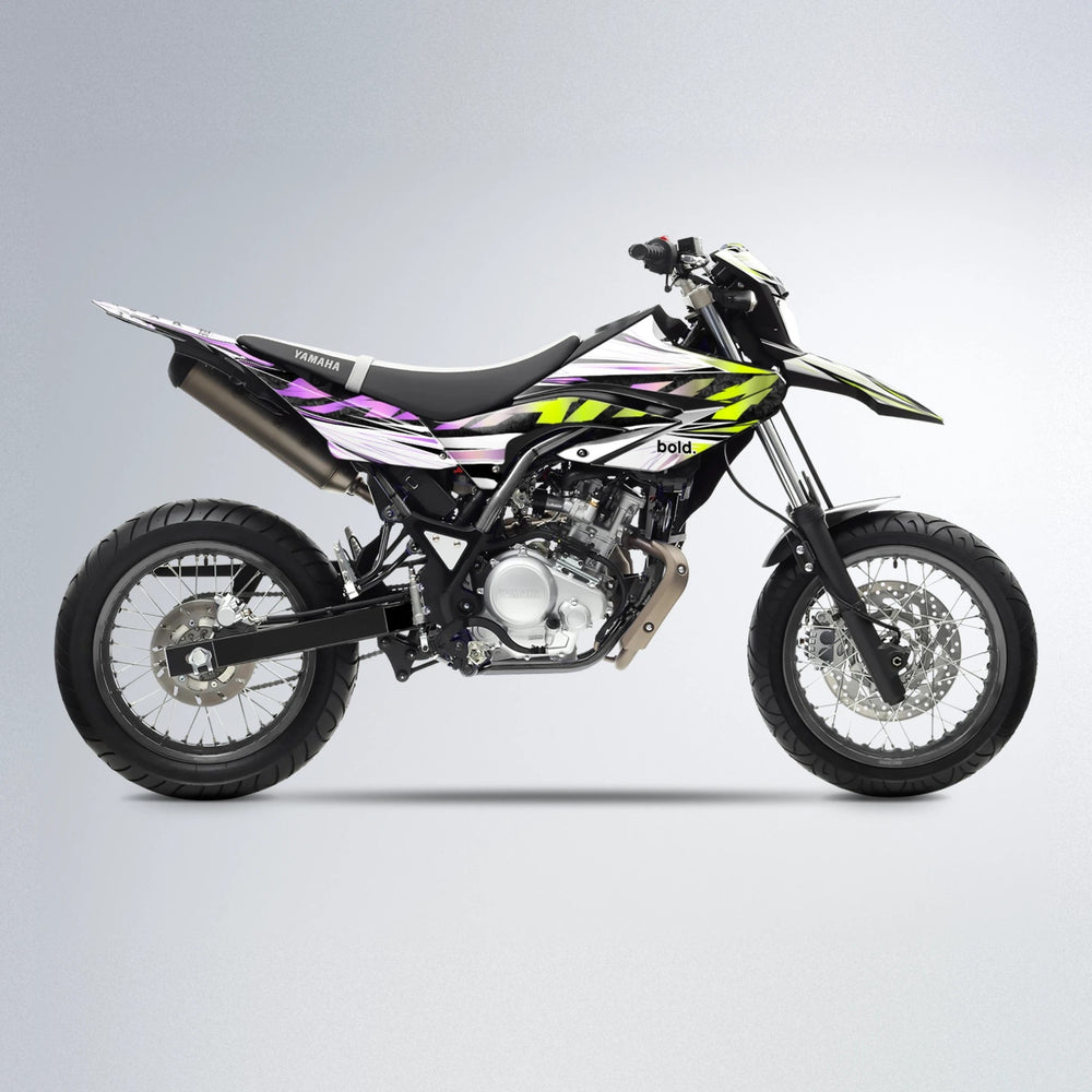 BENJIS Yamaha WR 125X supermoto graphics kit in Purple & Yellow