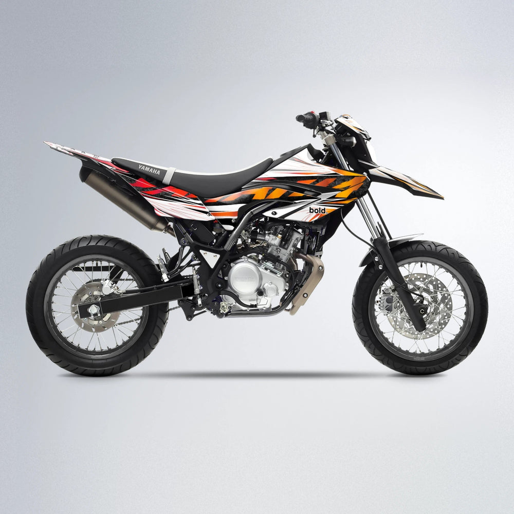 BENJIS Yamaha WR 125X supermoto graphics kit in Red & Orange