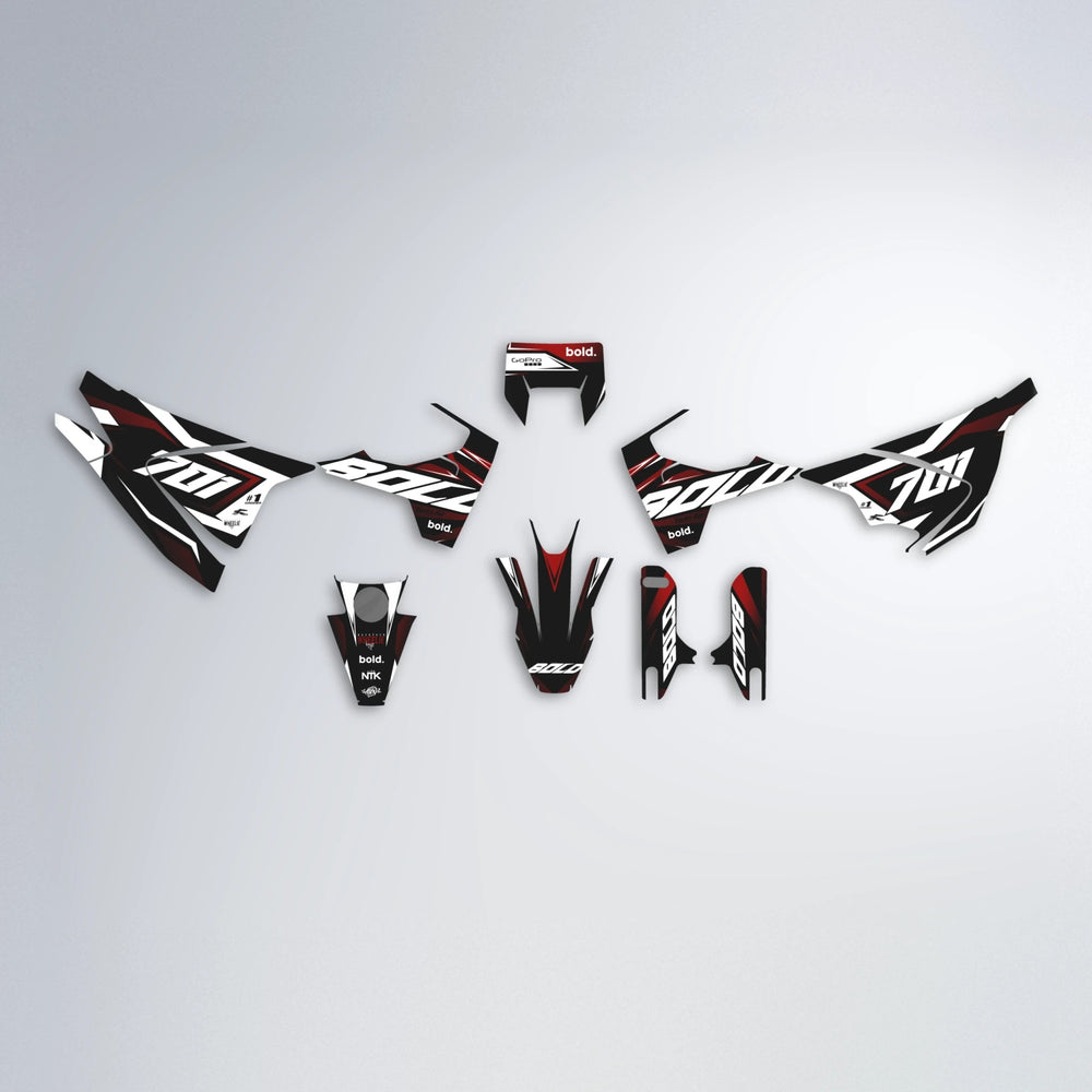 BIONIC Husqvarna 701 graphics kit parts layout in Black & Red