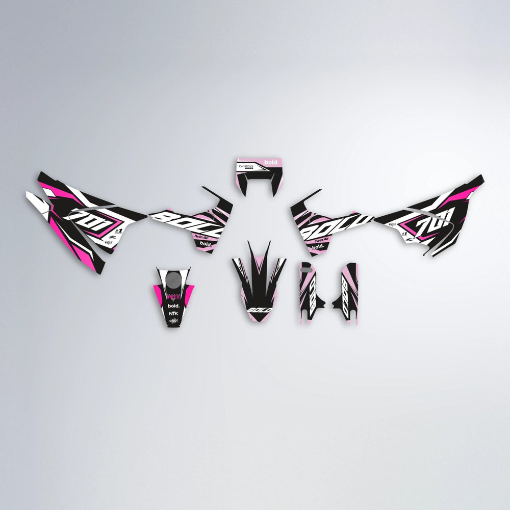 BIONIC Husqvarna 701 graphics kit parts layout in Flamingo