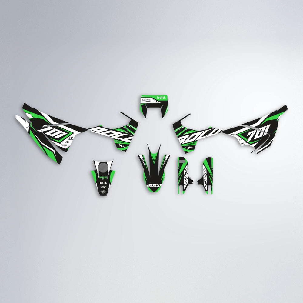 BIONIC Husqvarna 701 graphics kit parts layout in Green