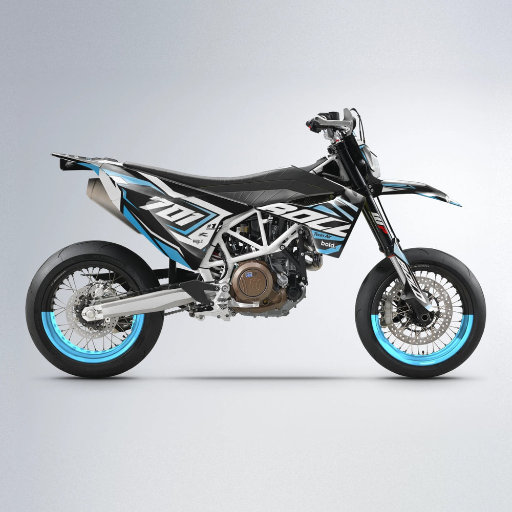 BIONIC Husqvarna 701 supermoto graphics kit in Light Blue & White
