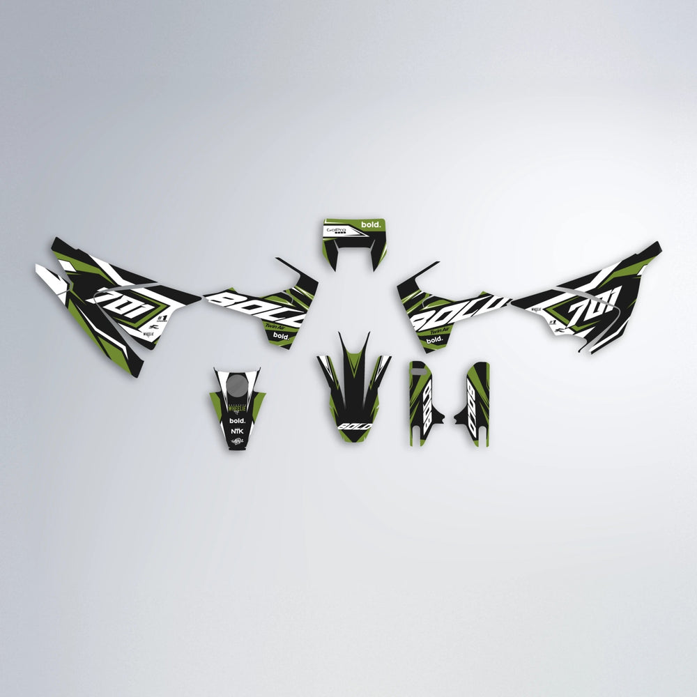BIONIC Husqvarna 701 graphics kit parts layout in Olive