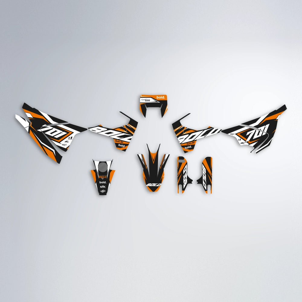 BIONIC Husqvarna 701 graphics kit parts layout in Orange