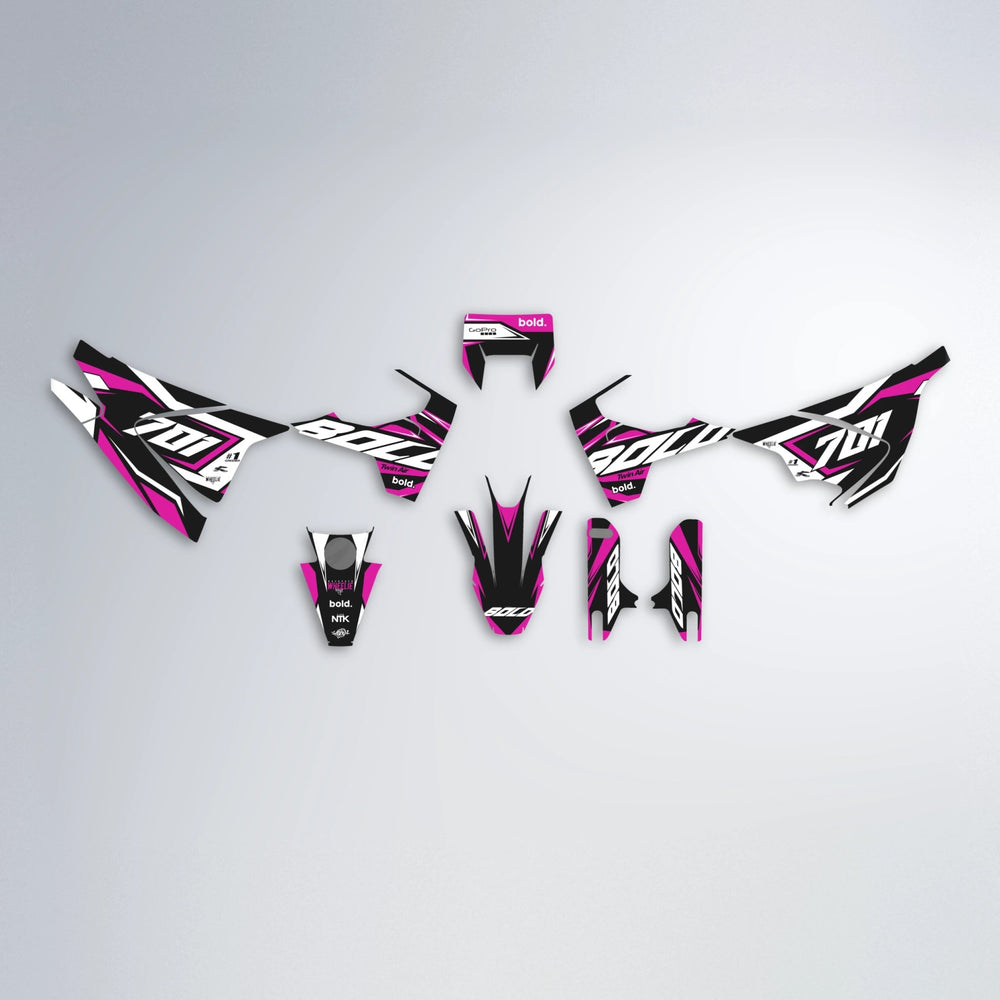 BIONIC Husqvarna 701 graphics kit parts layout in Pink