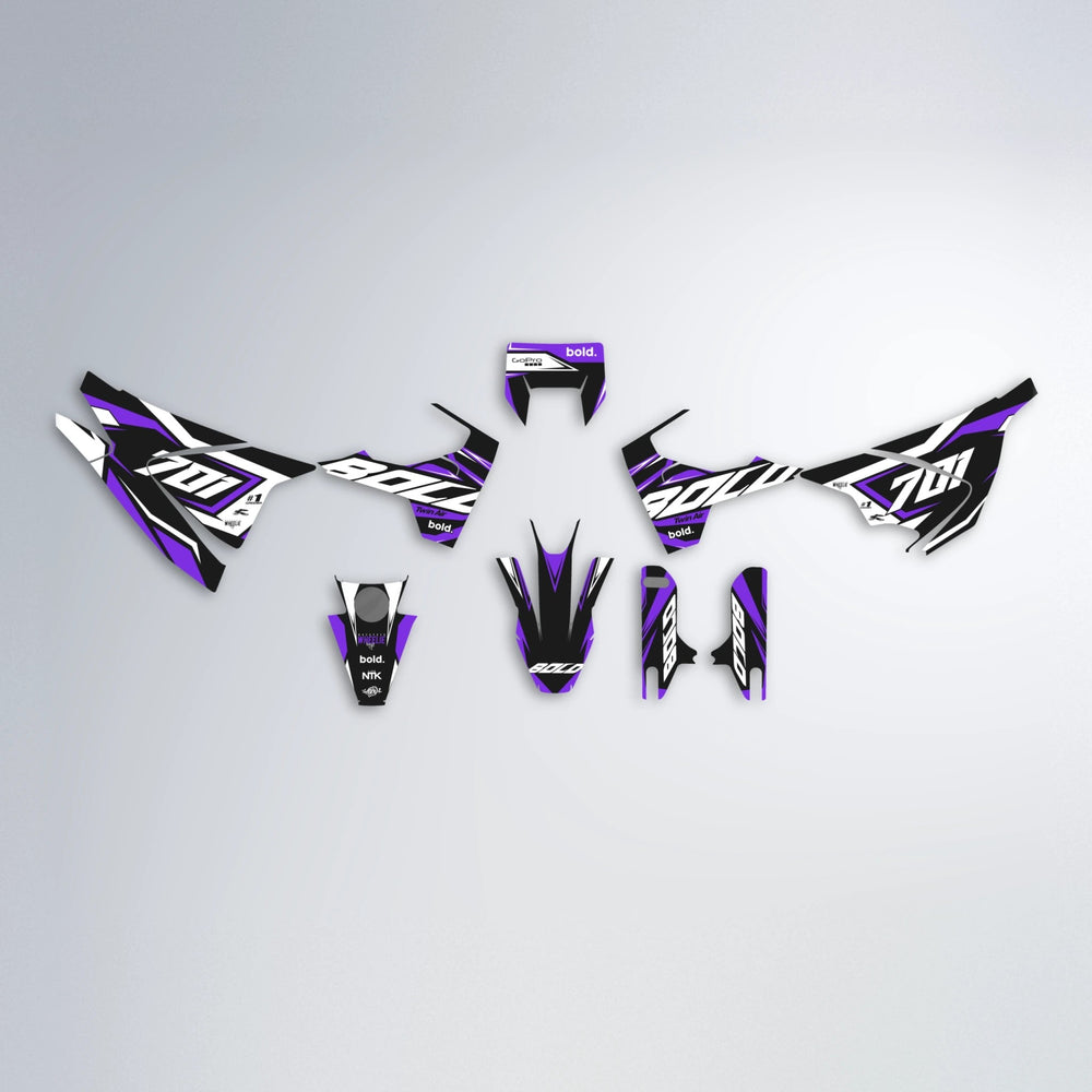 BIONIC Husqvarna 701 graphics kit parts layout in Purple