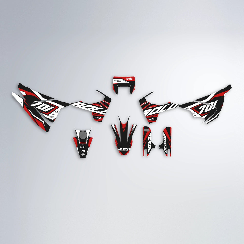 BIONIC Husqvarna 701 graphics kit parts layout in Red