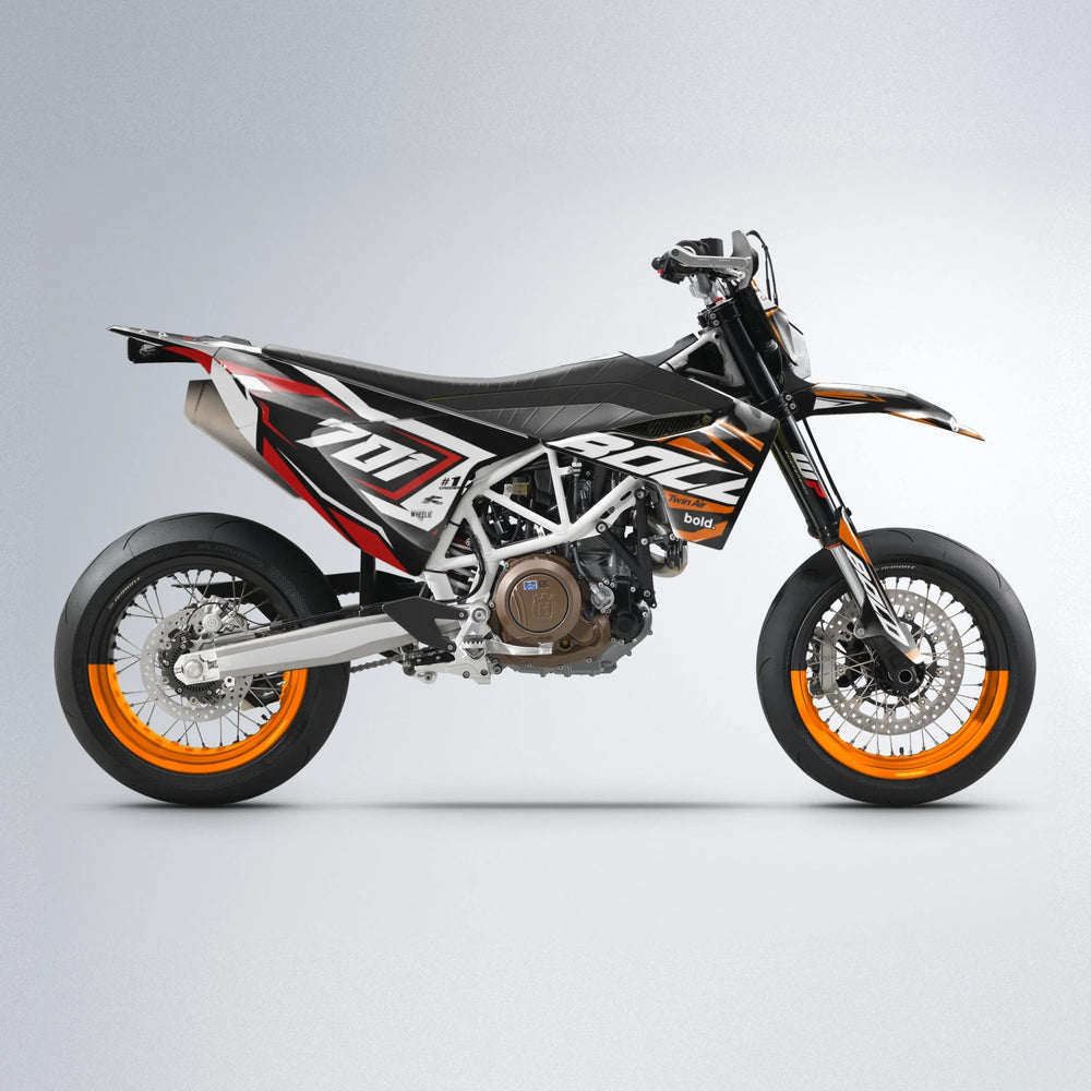 BIONIC Husqvarna 701 supermoto graphics kit in Red & Orange