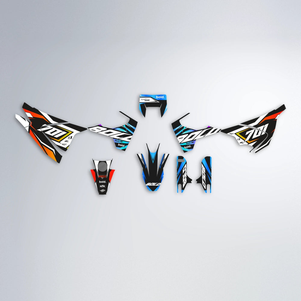 BIONIC Husqvarna 701 graphics kit parts layout in Sunset Fade