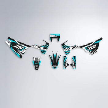 BIONIC Husqvarna 701 graphics kit parts layout in Teal