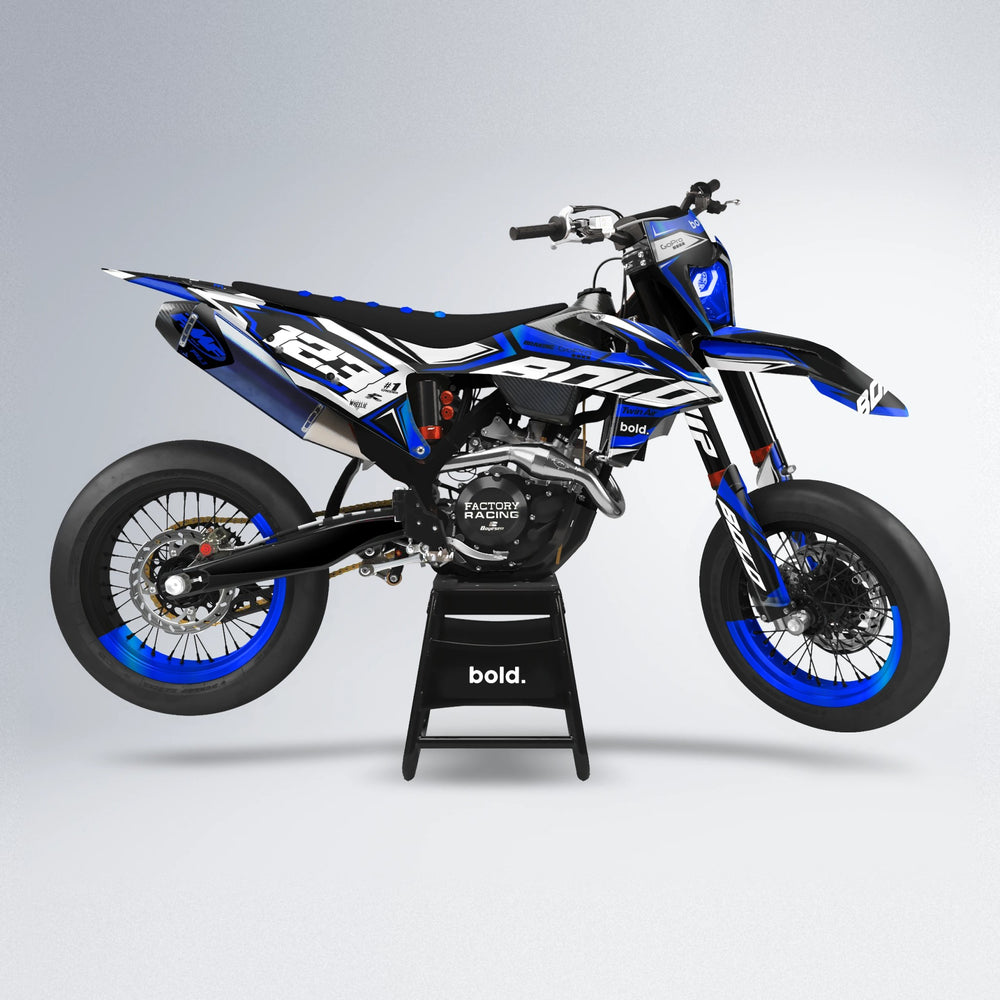 BIONIC supermoto graphics kit in Blue Chrome