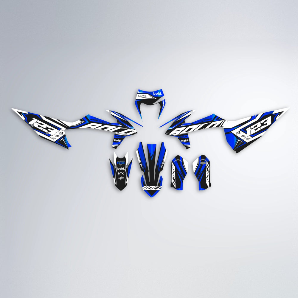 BIONIC graphics kit parts layout in Blue Chrome