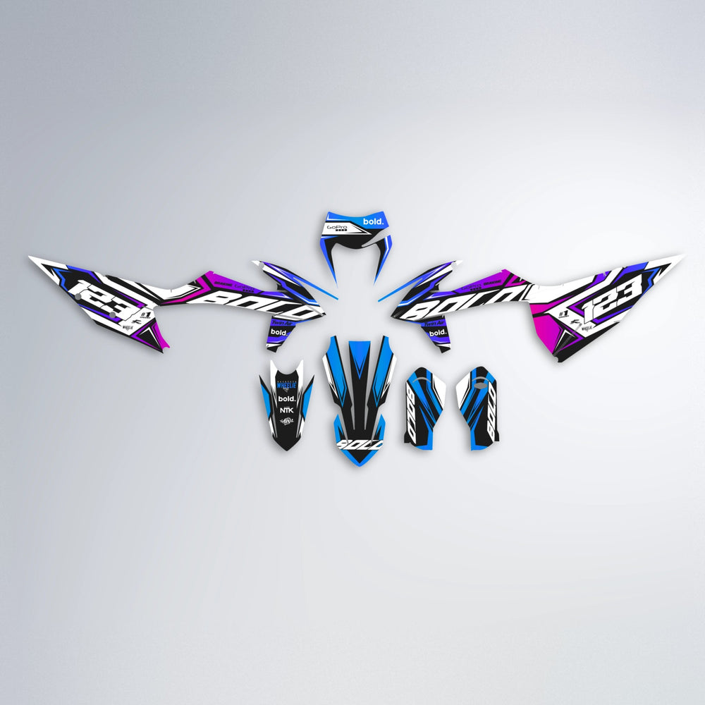 BIONIC graphics kit parts layout in Blue Purple Fade