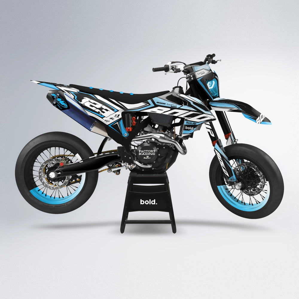 BIONIC supermoto graphics kit in Light Blue & White