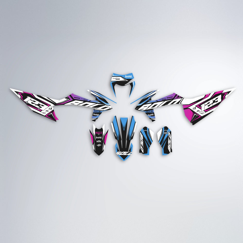 BIONIC graphics kit parts layout in Pink & Light Blue