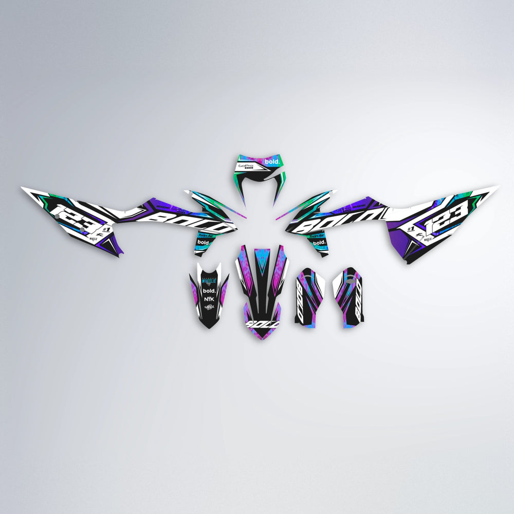 BIONIC graphics kit parts layout in Purple Holo