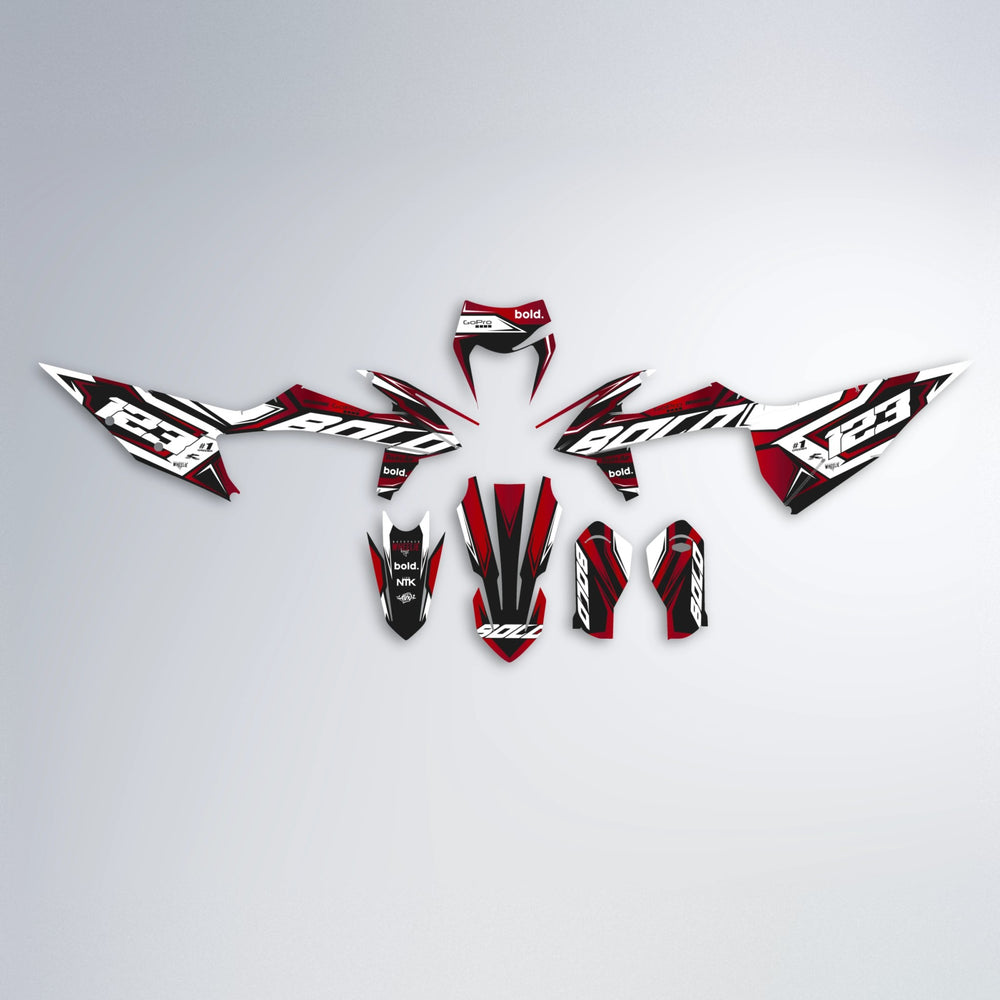 BIONIC graphics kit parts layout in Red Chrome