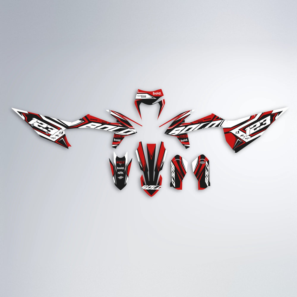 BIONIC graphics kit parts layout in Red