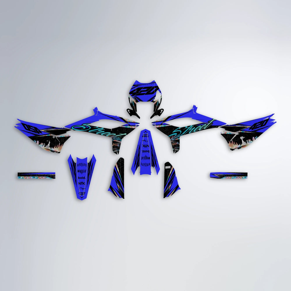 BLAZE Beta graphics kit parts layout in Blue