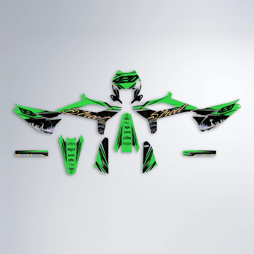 BLAZE Beta graphics kit parts layout in Green