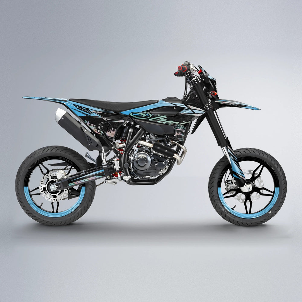 BLAZE Beta supermoto graphics kit in Light Blue & White