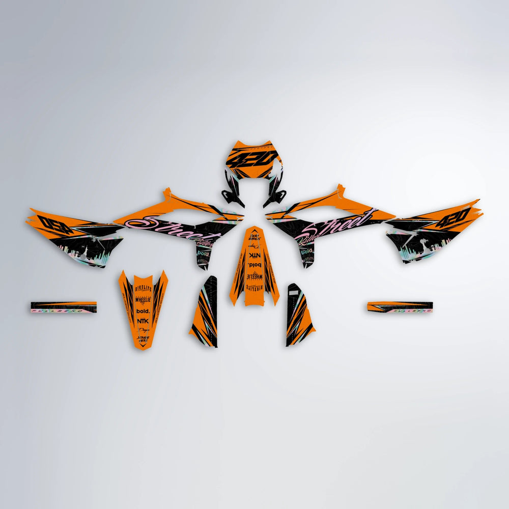 BLAZE Beta graphics kit parts layout in Orange